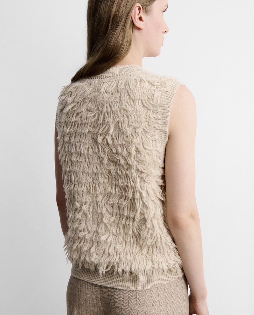 Chaleco de mujer punto textura - Simorra - Beige Beige-4