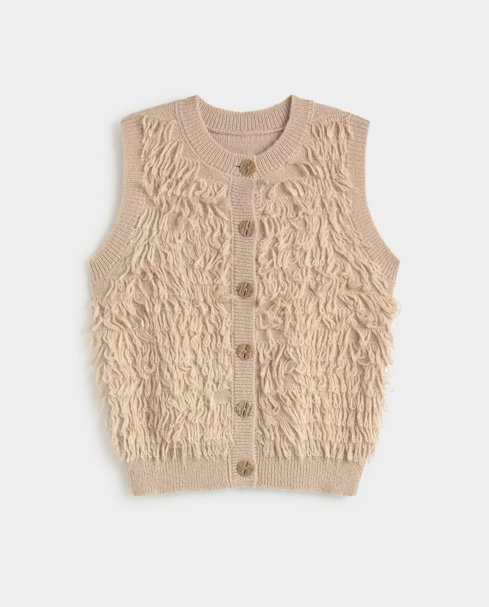 Chaleco de mujer punto textura - Simorra - Beige Beige-5