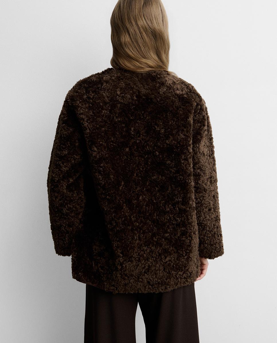 Chaquetón de mujer ecopelo - Simorra - Marrón Marrón-5