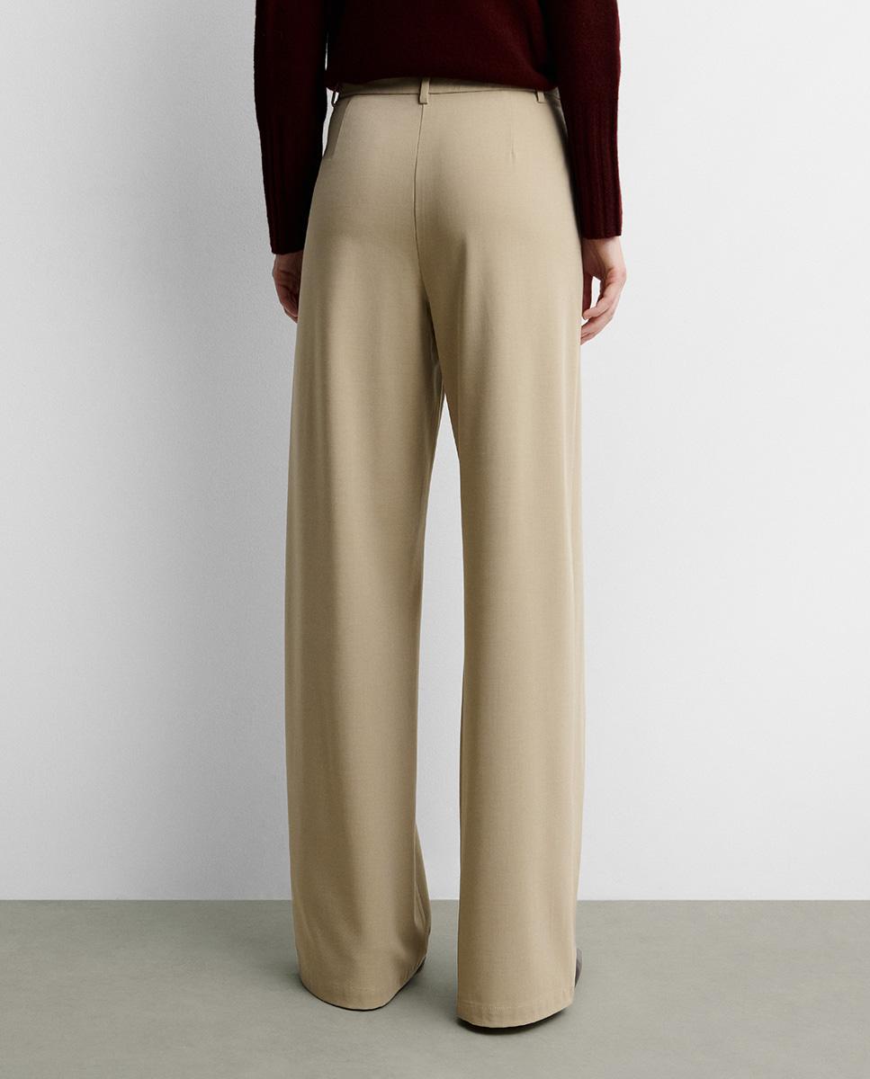 Pantalón de mujer recto efecto cruzado - Simorra - Beige Beige-4