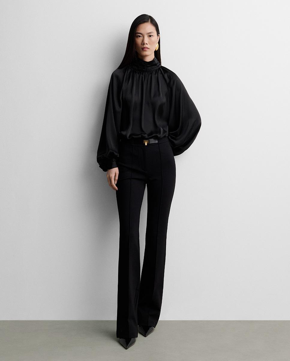 Pantalón de mujer stretch cinturón - Simorra - Negro Negro-1