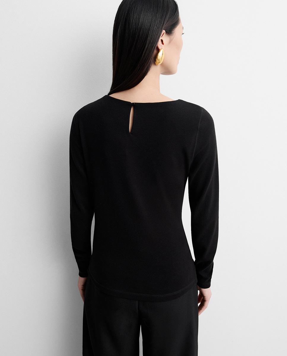 Camiseta de mujer drapeada de manga larga - Simorra - Negro Negro-4