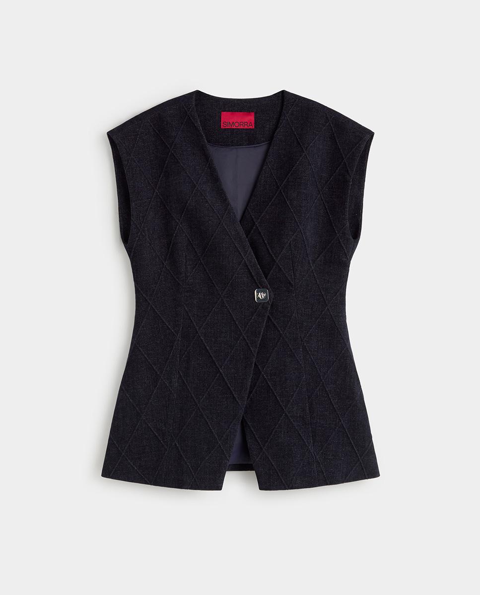 Chaleco de mujer efecto denim - Simorra - Azul Azul-5