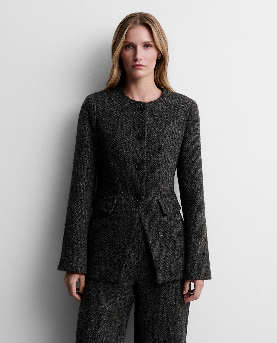 Chaqueta de mujer entallada tweed - Simorra - Gris Gris-2