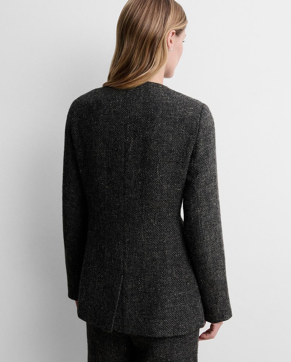 Chaqueta de mujer entallada tweed - Simorra - Gris Gris-4