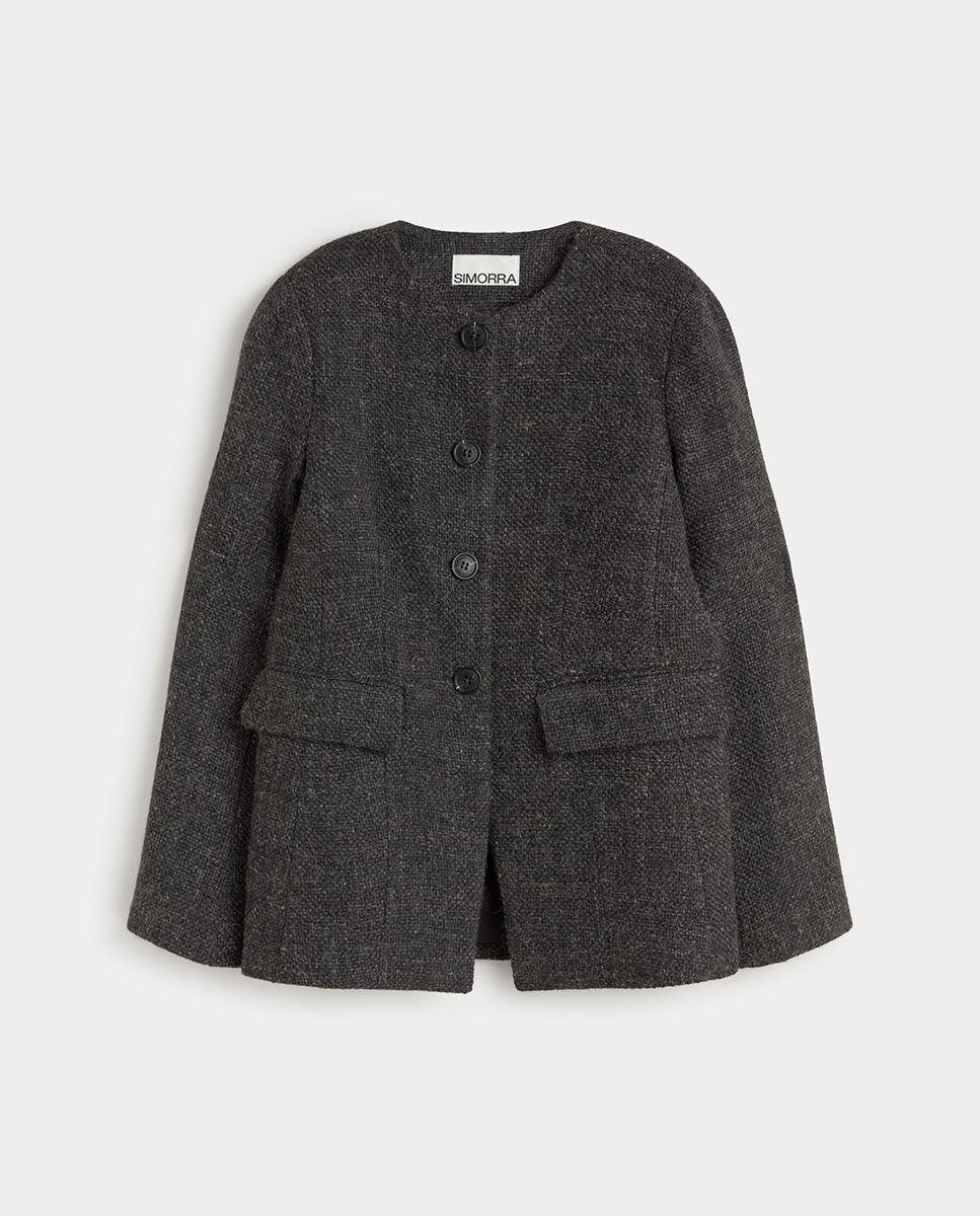 Chaqueta de mujer entallada tweed - Simorra - Gris Gris-5