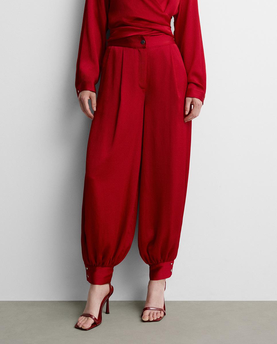 Pantalón de mujer bombacho textura - Simorra - Rojo Rojo-2