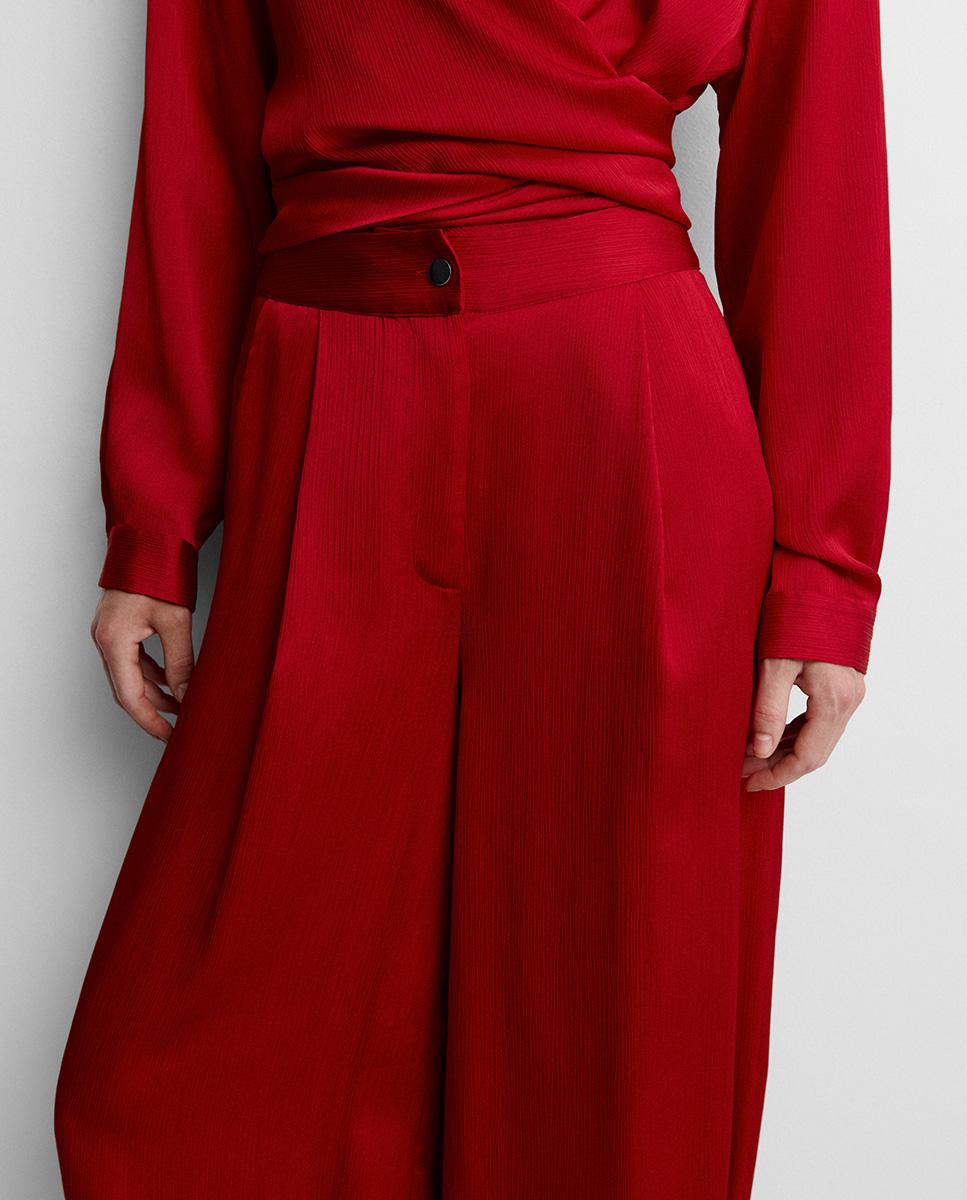 Pantalón de mujer bombacho textura - Simorra - Rojo Rojo-3