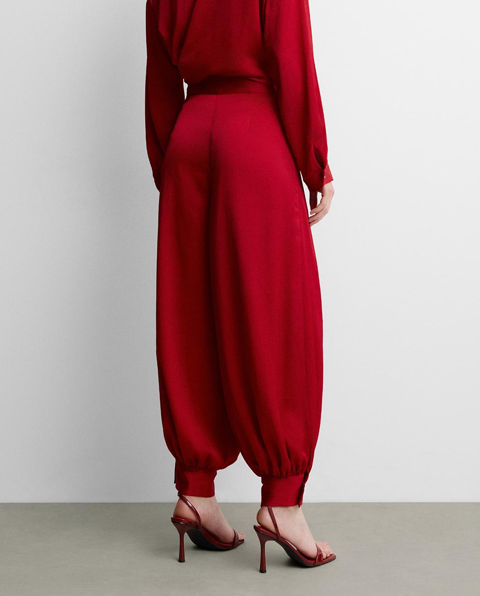 Pantalón de mujer bombacho textura - Simorra - Rojo Rojo-5