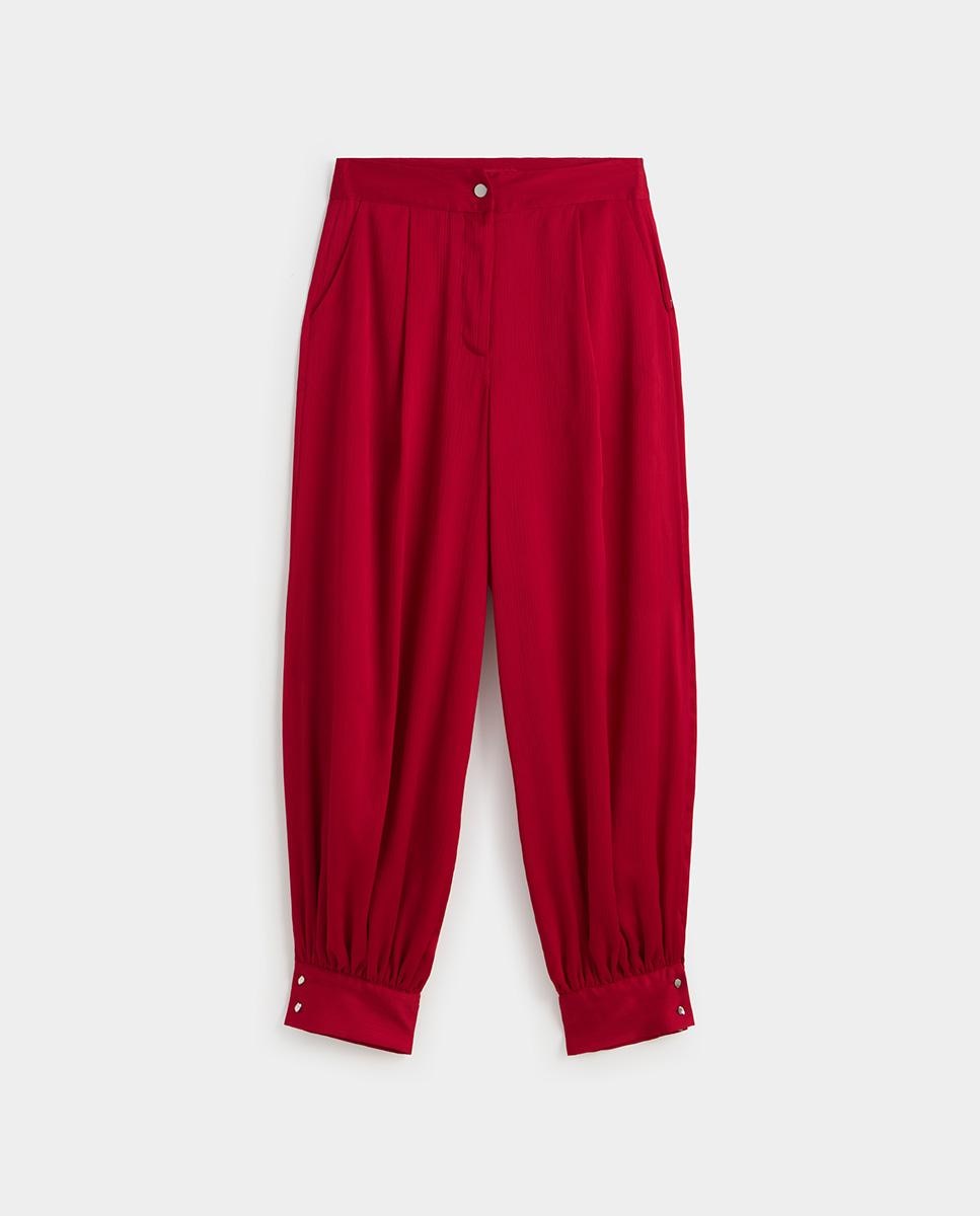 Pantalón de mujer bombacho textura - Simorra - Rojo Rojo-7