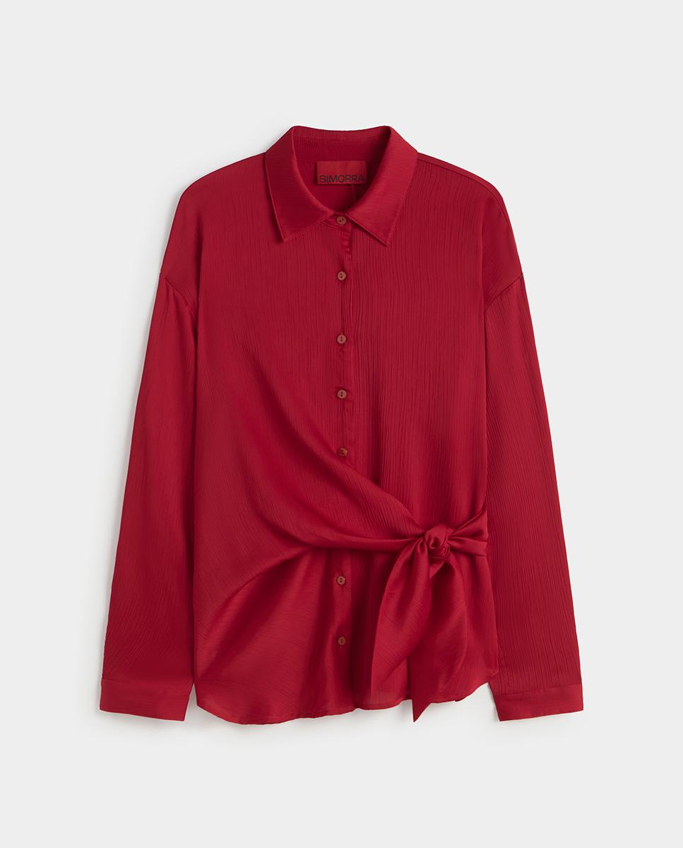 Blusa de mujer fluida lazada - Simorra - Rojo Rojo-7