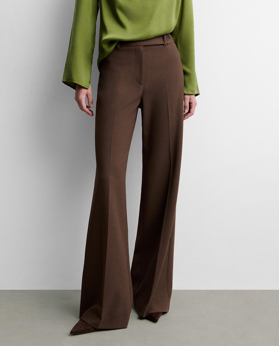 Pantalón de mujer largo acampanado - Simorra - Marrón Marrón-2