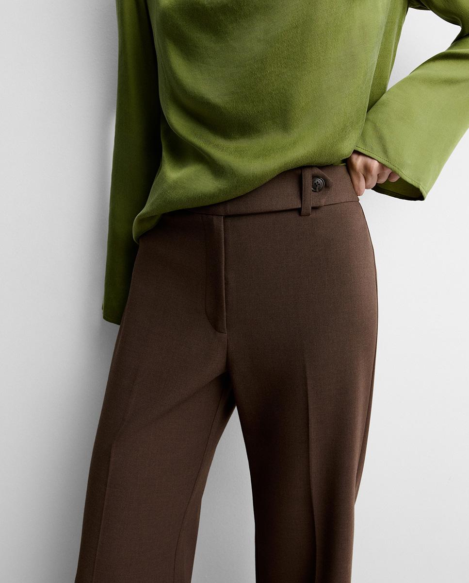 Pantalón de mujer largo acampanado - Simorra - Marrón Marrón-3