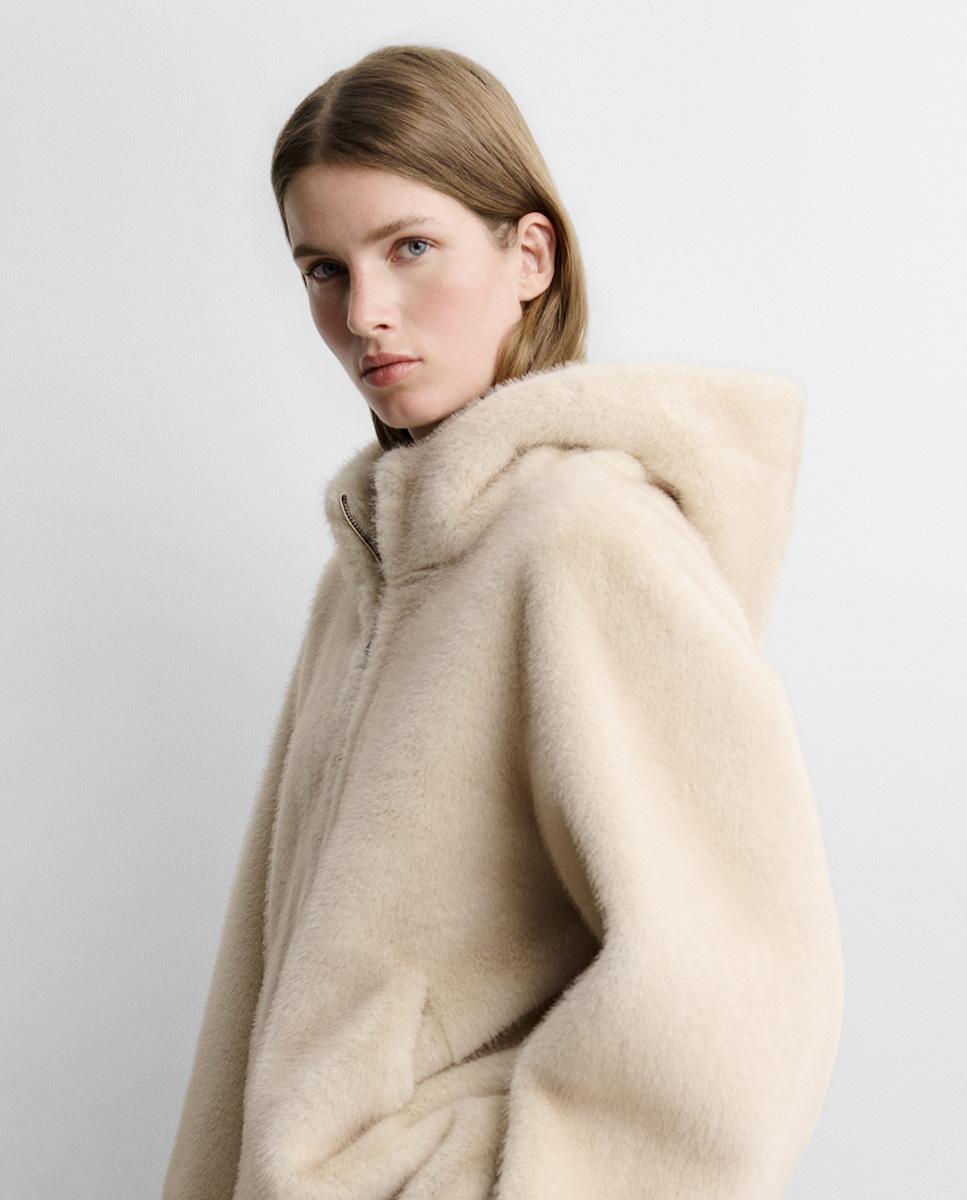 Chaquetón de mujer efecto pelo - Simorra - Beige Beige-3