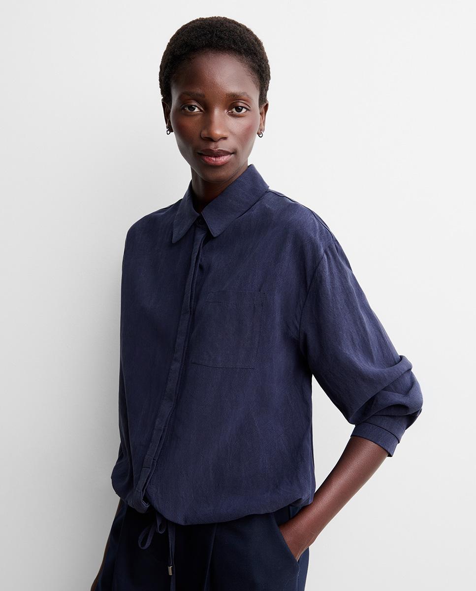 Camisa de mujer crop fluida - Simorra - Azul Azul-3