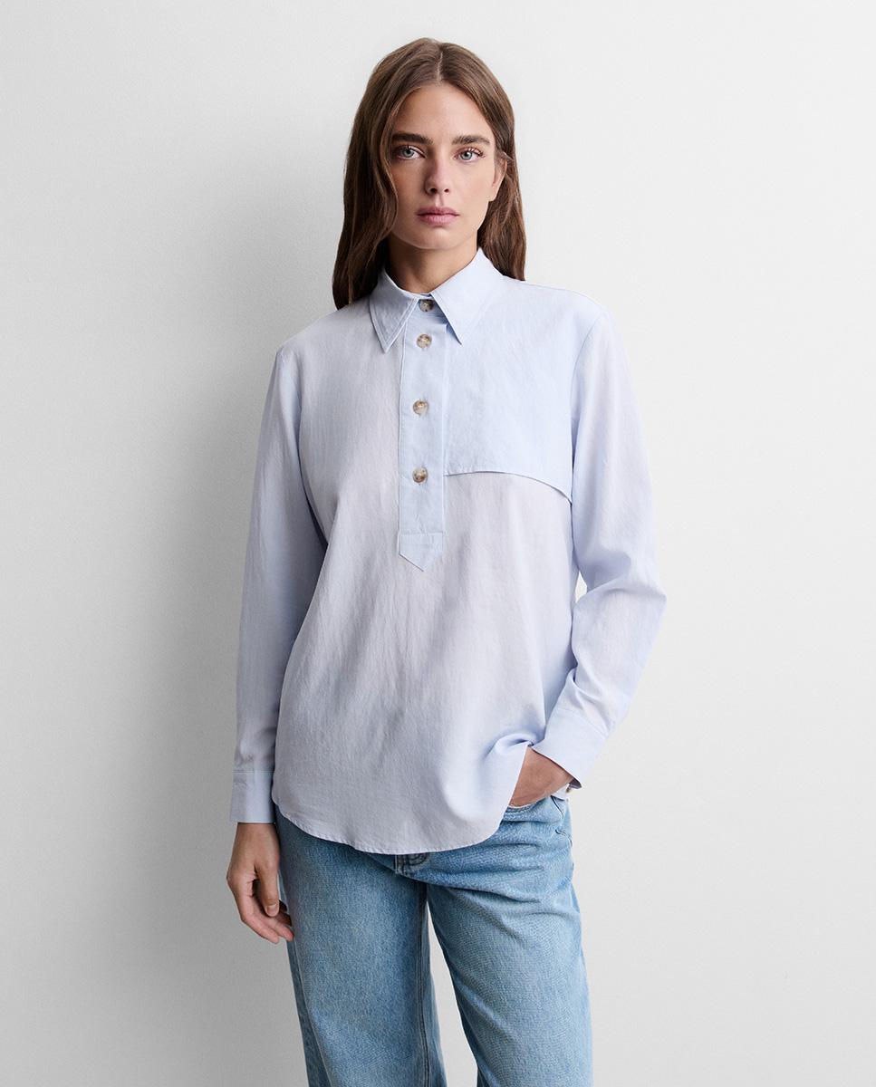 Blusa de mujer fluida botones - Simorra - Azul celeste Azul celeste-2