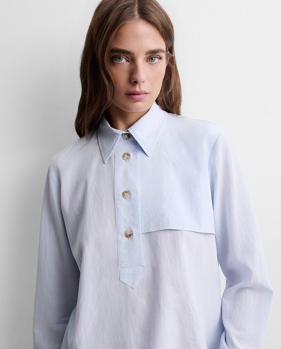 Blusa de mujer fluida botones - Simorra - Azul celeste Azul celeste-3