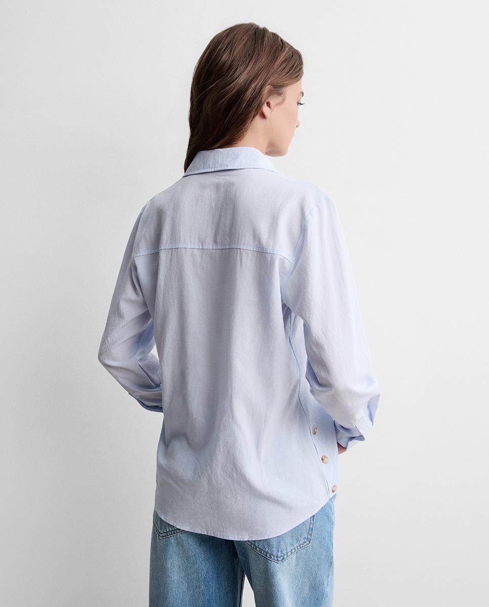 Blusa de mujer fluida botones - Simorra - Azul celeste Azul celeste-5