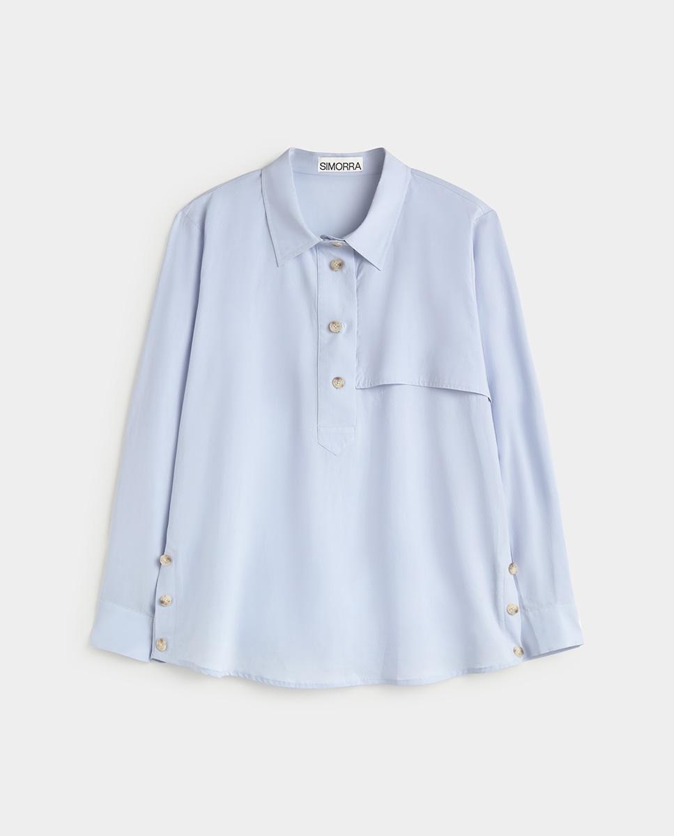 Blusa de mujer fluida botones - Simorra - Azul celeste Azul celeste-6