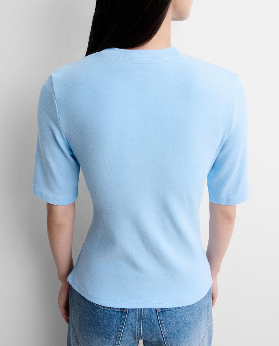 Camiseta de mujer drapeada de manga corta - Simorra - Azul celeste Azul celeste-4