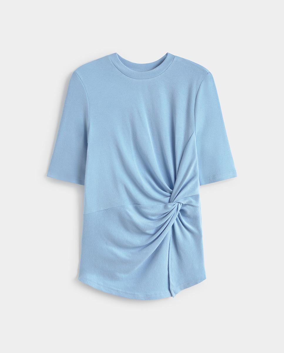 Camiseta de mujer drapeada de manga corta - Simorra - Azul celeste Azul celeste-5