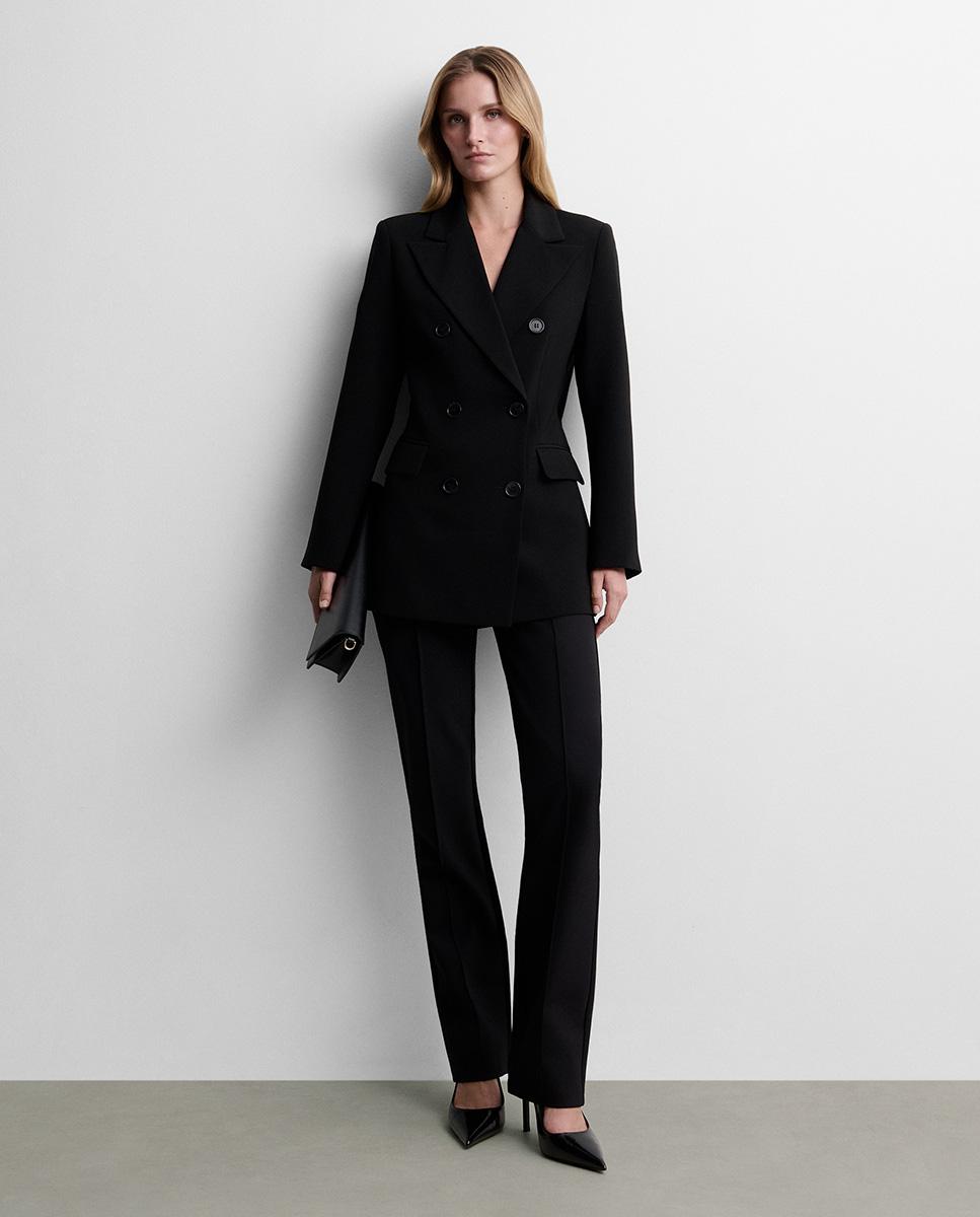 Pantalón de mujer recto antelina - Simorra - Negro Negro-1