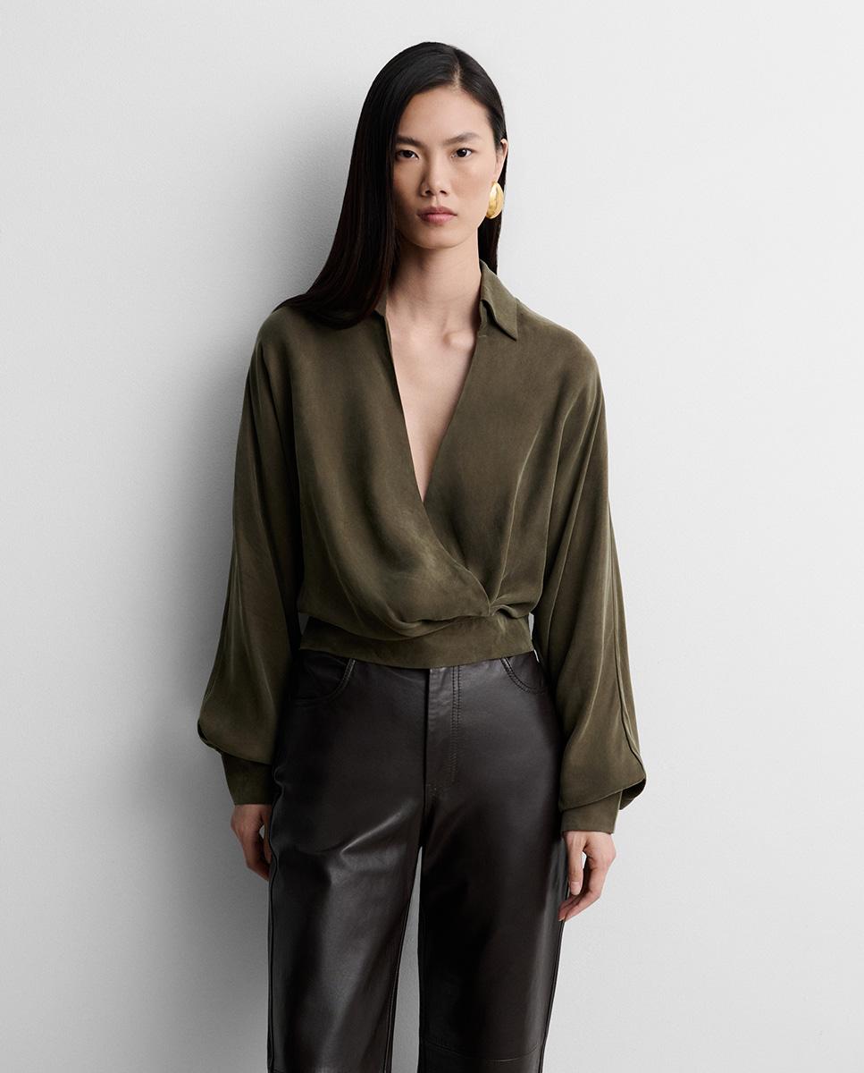 Blusa de mujer fluida escote cruzado - Simorra - Verde Verde-2