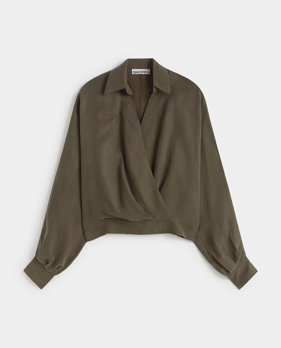 Blusa de mujer fluida escote cruzado - Simorra - Verde Verde-6