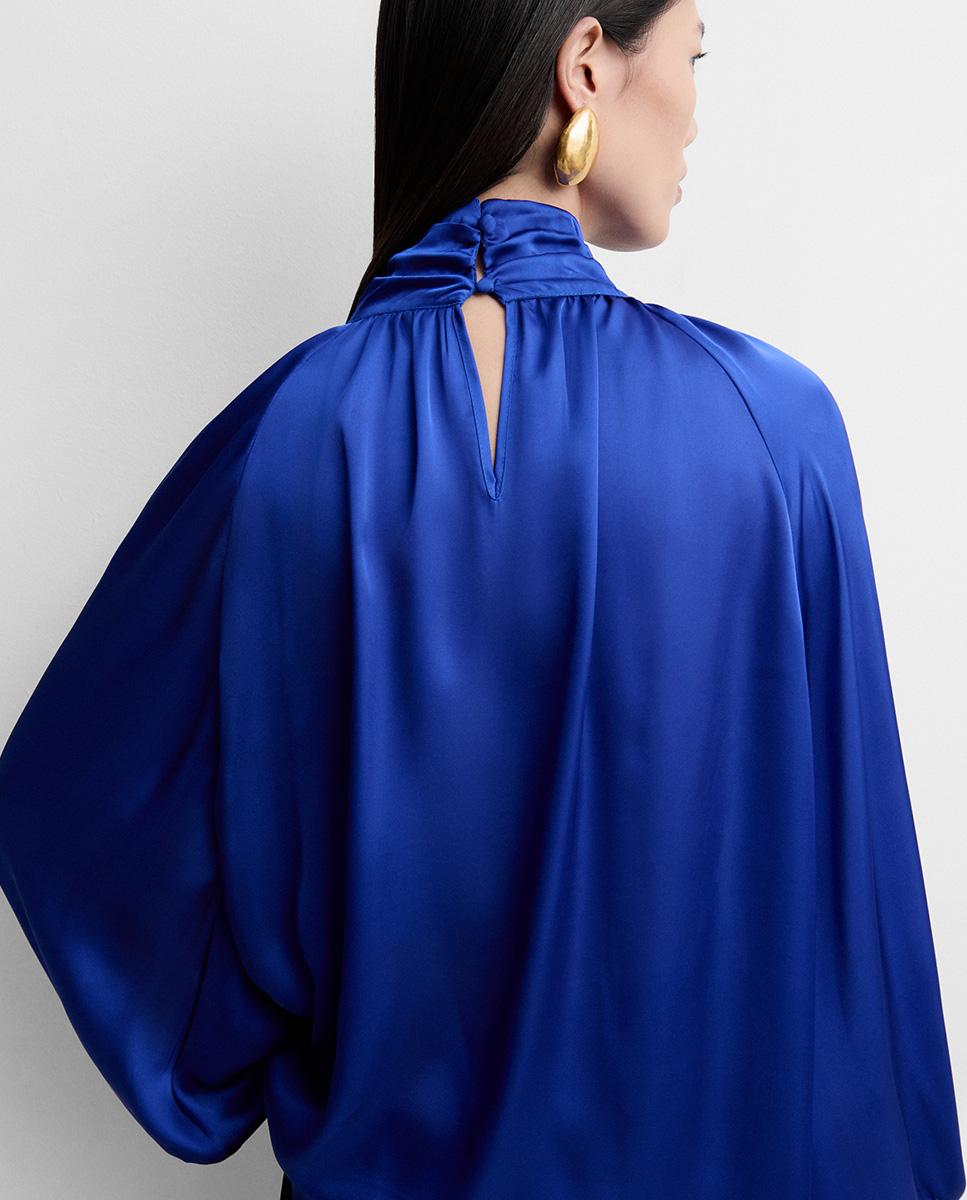 Blusa de mujer fluida satinada - Simorra - Azul Azul-5
