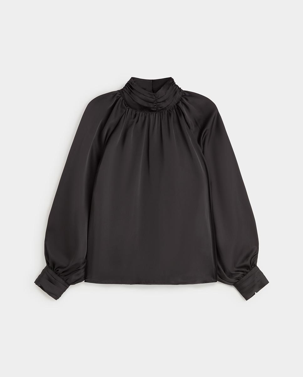 Blusa de mujer fluida satinada - Simorra - Negro Negro-7