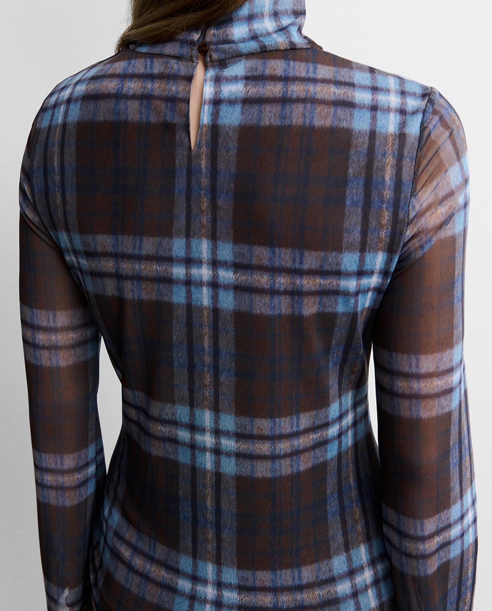 Vestido midi flecos sin mangas de cuello chimenea - Simorra - Azul marino Azul marino-5