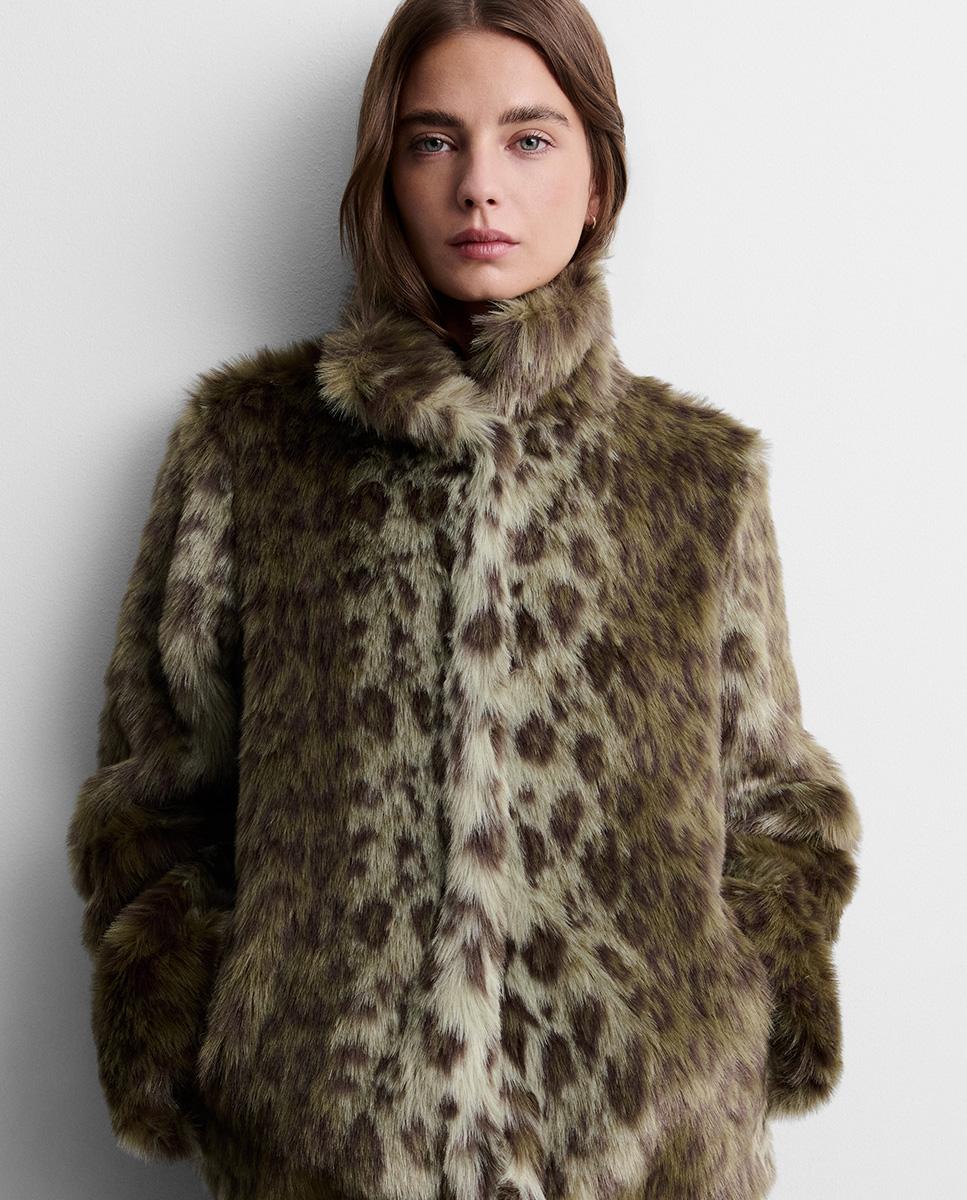 Chaqueta de mujer efecto pelo estampado - Simorra - Verde Verde-3