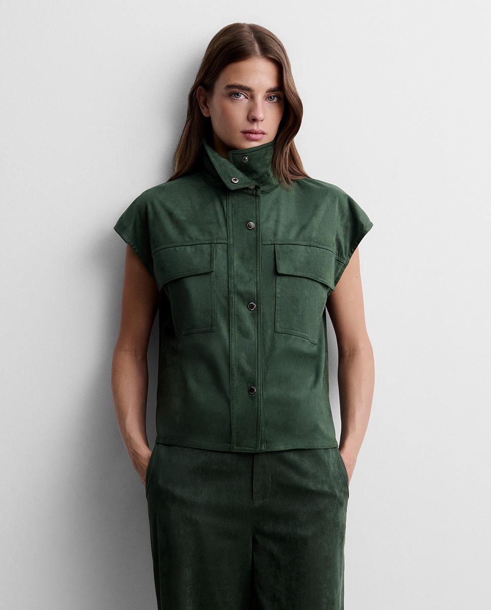 Top de mujer antelina cuello chimenea - Simorra - Verde Verde-2