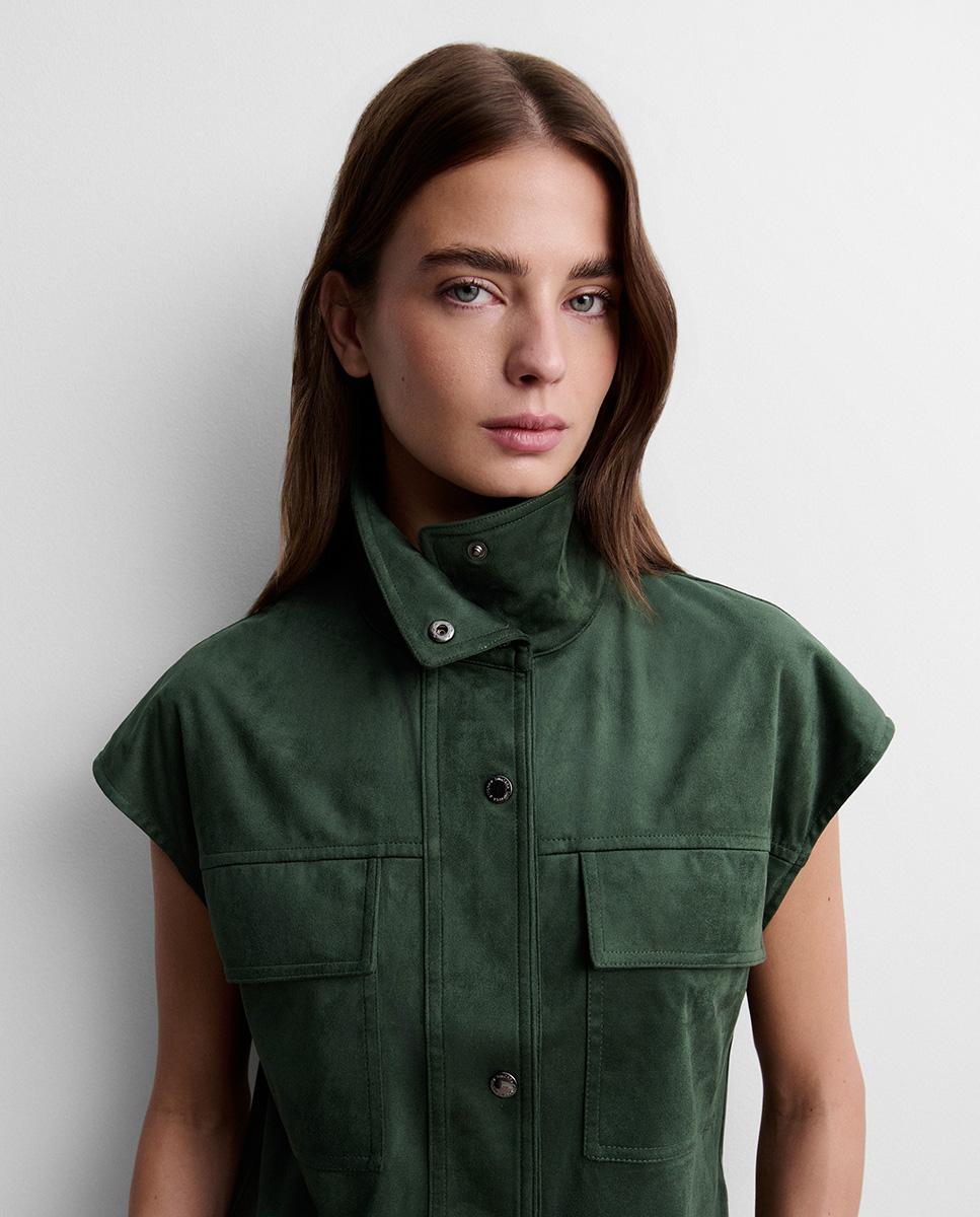 Top de mujer antelina cuello chimenea - Simorra - Verde Verde-3