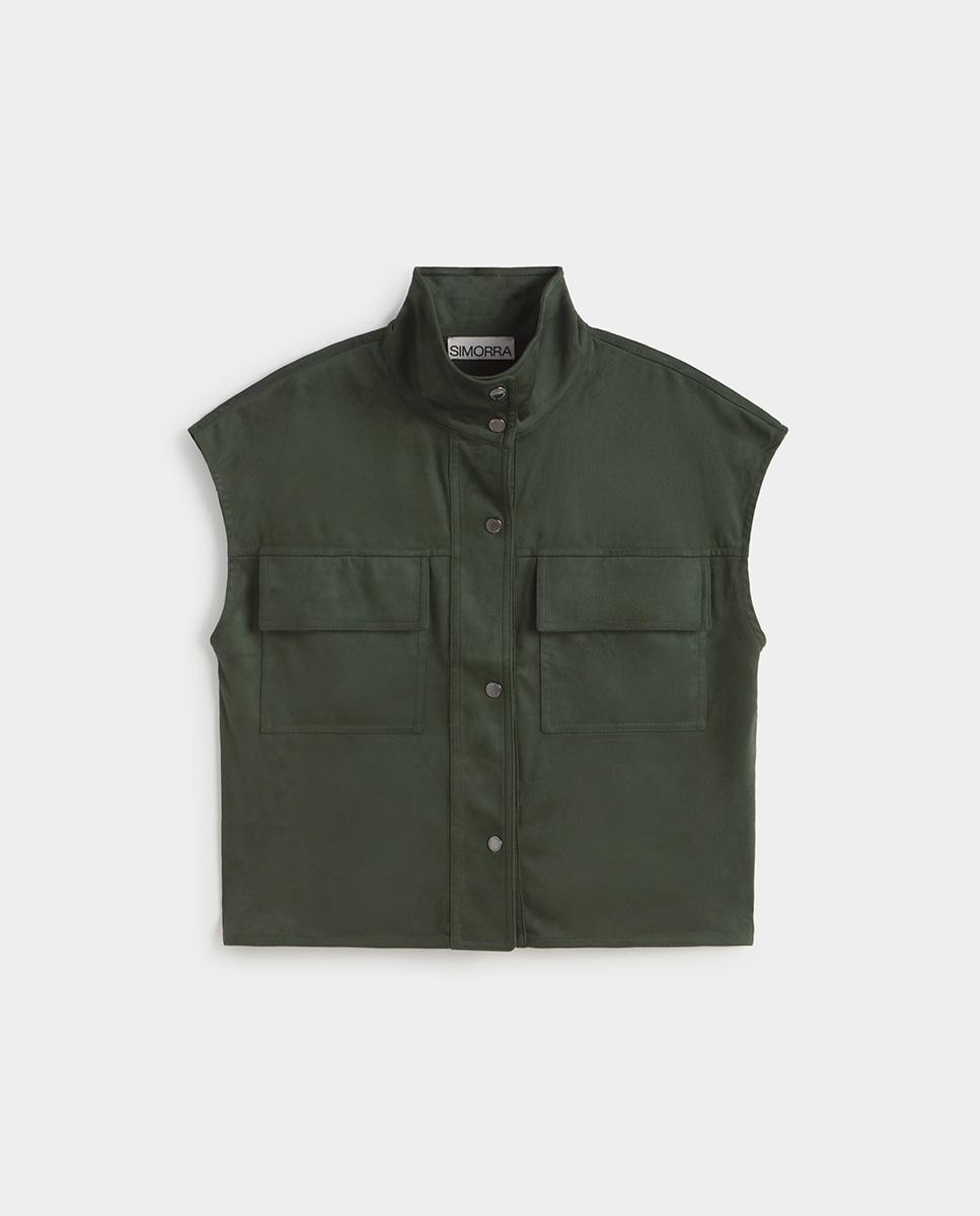 Top de mujer antelina cuello chimenea - Simorra - Verde Verde-6