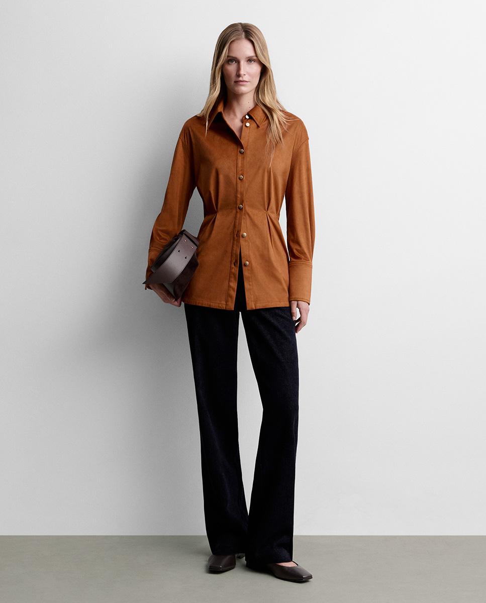 Camisa de mujer antelina pinzas - Simorra - Teja Teja-1