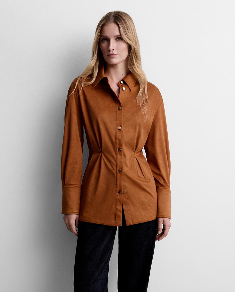 Camisa de mujer antelina pinzas - Simorra - Teja Teja-2