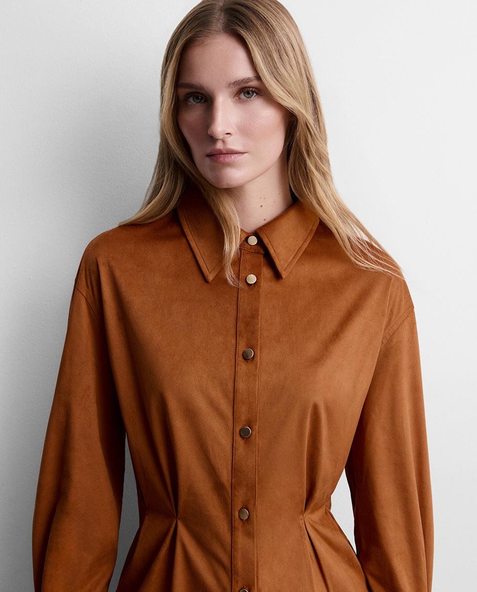 Camisa de mujer antelina pinzas - Simorra - Teja Teja-3