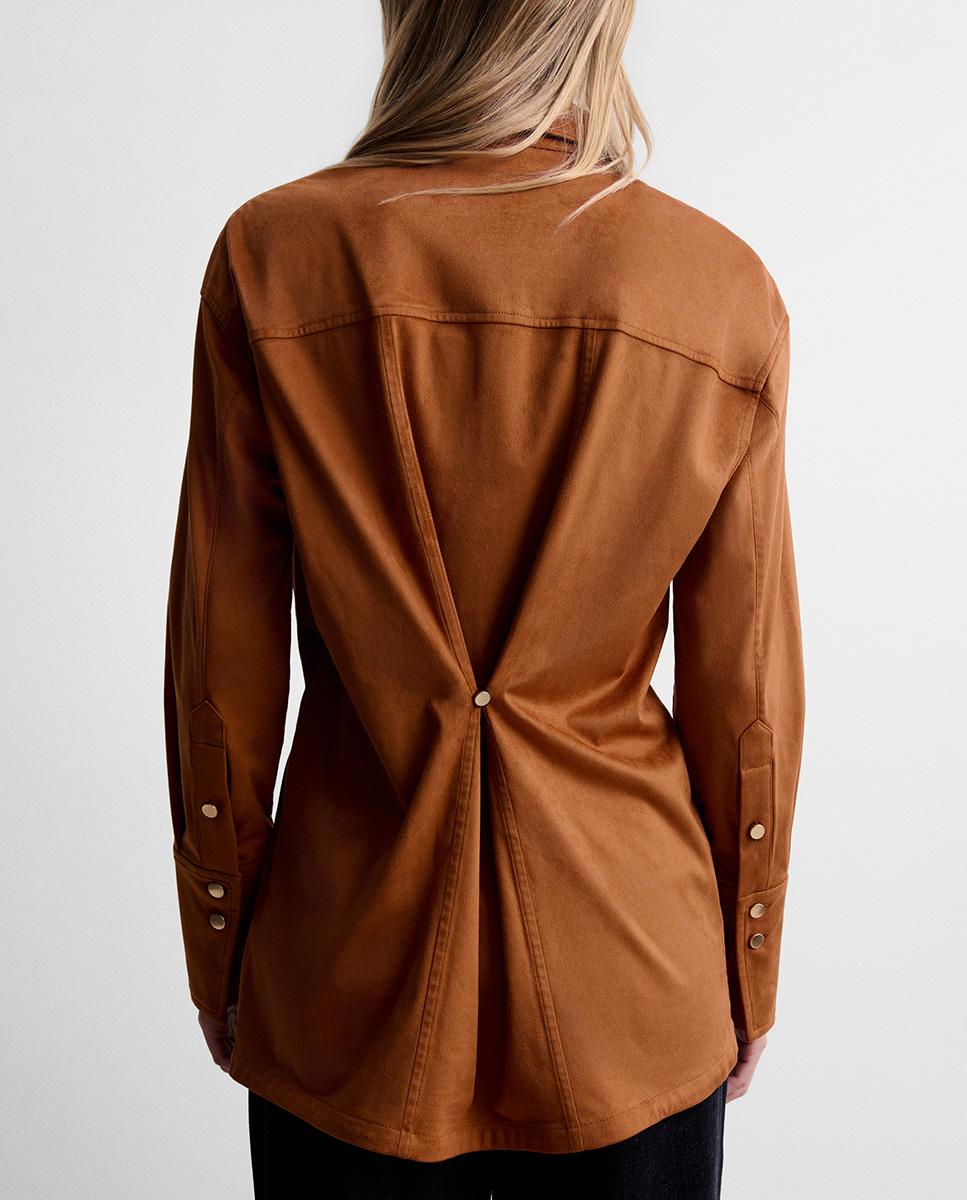 Camisa de mujer antelina pinzas - Simorra - Teja Teja-5