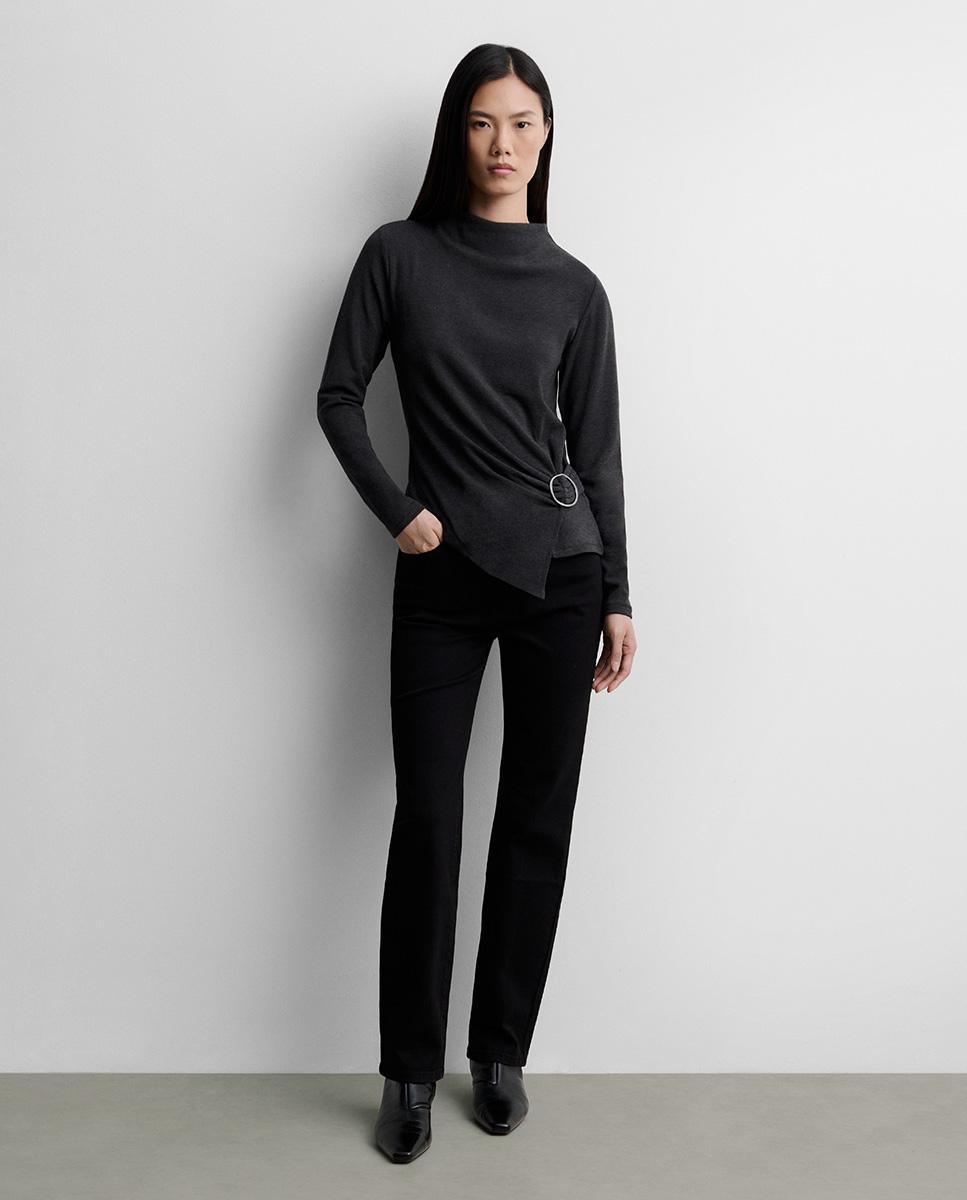 Jersey de mujer bicolor cinturón - Simorra - Gris Gris-1