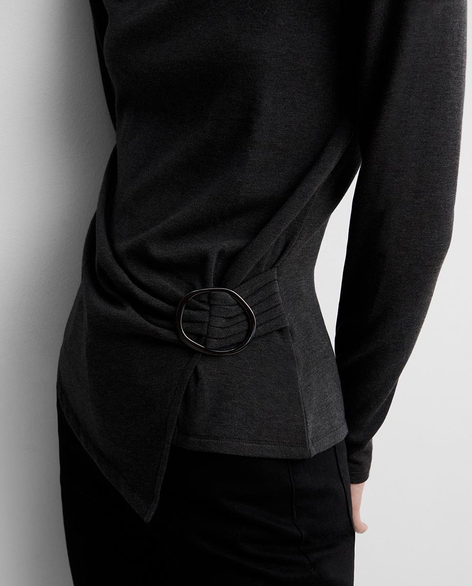 Jersey de mujer bicolor cinturón - Simorra - Gris Gris-3