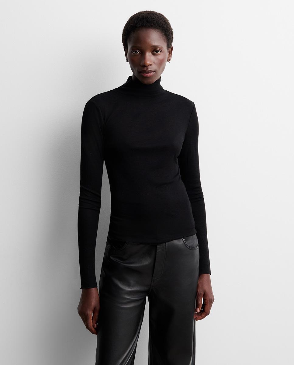 Camiseta de mujer cuello alto - Simorra - Negro Negro-2