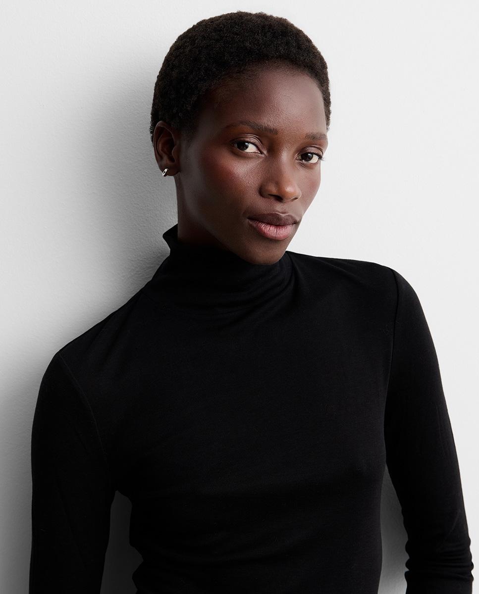 Camiseta de mujer cuello alto - Simorra - Negro Negro-3