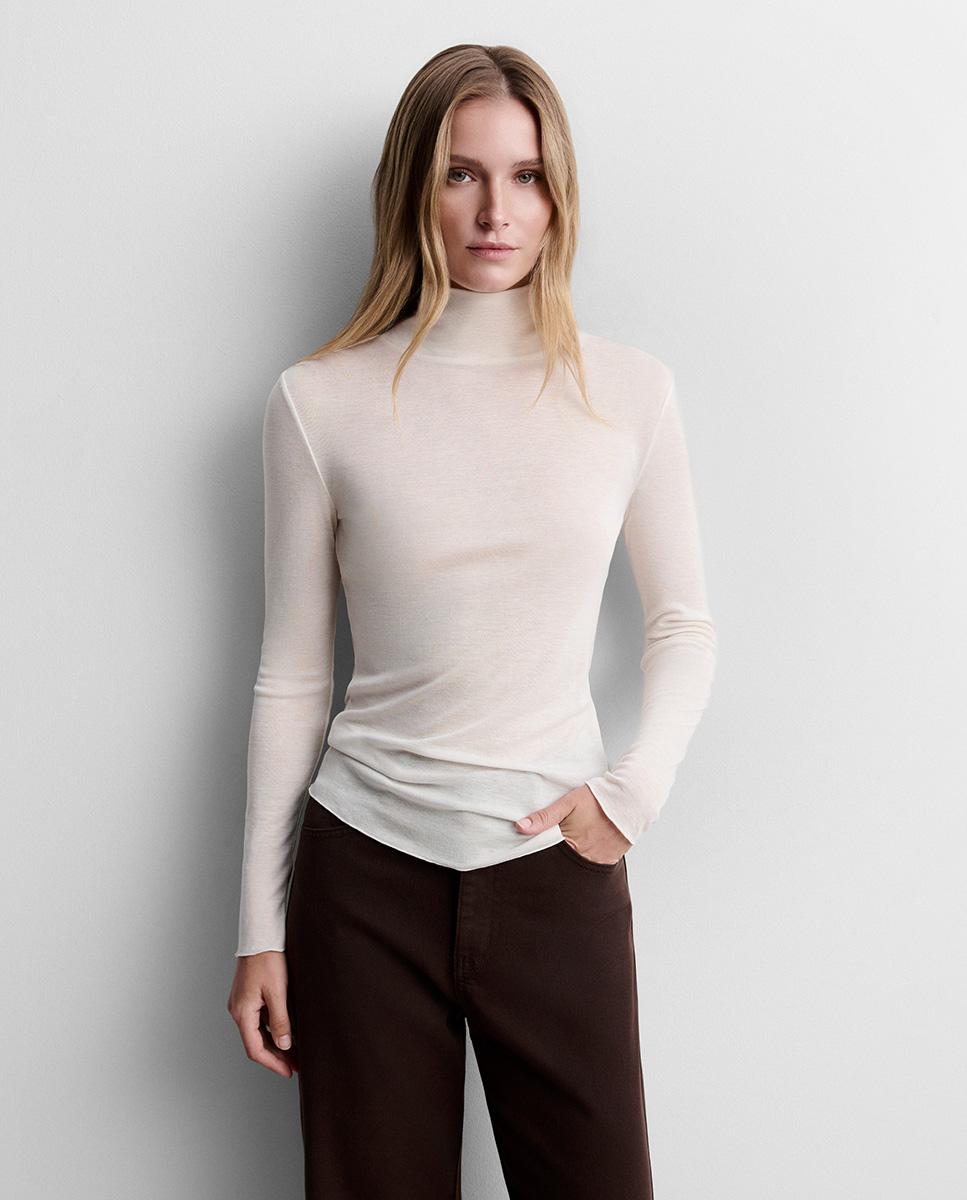 Camiseta de mujer cuello lazada - Simorra - Crudo Crudo-2
