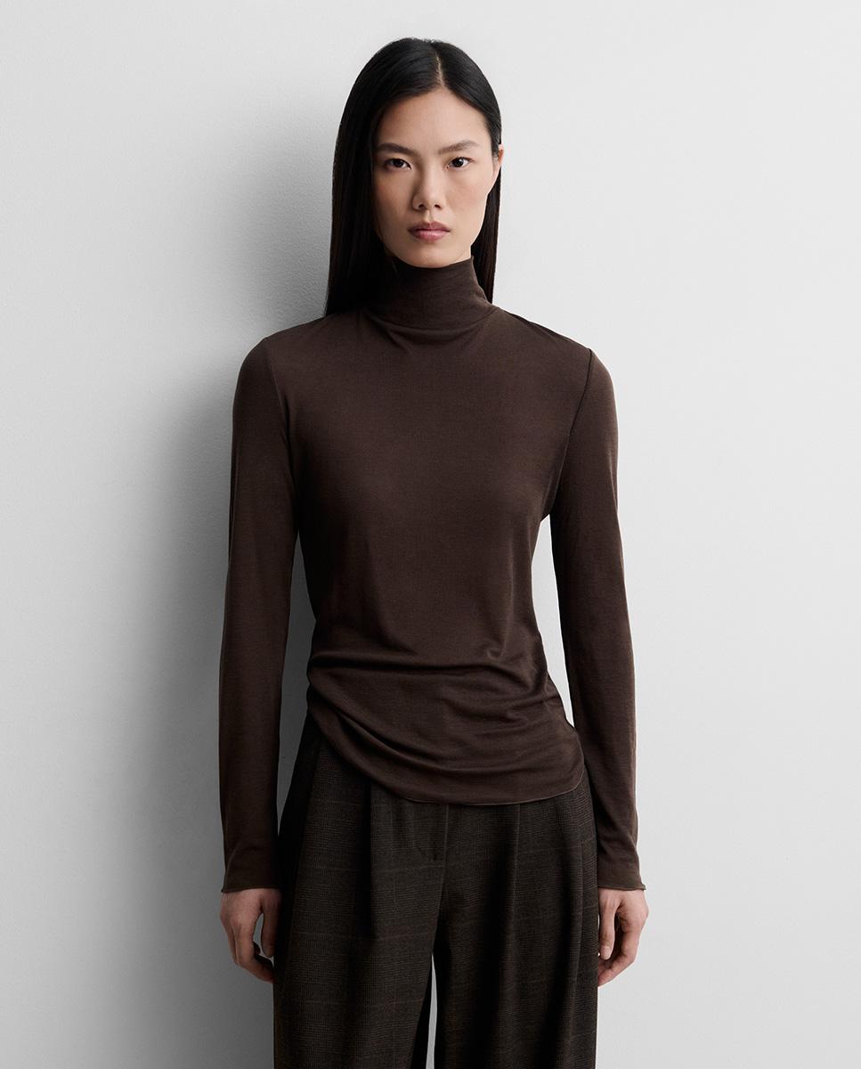 Camiseta de mujer cuello alto - Simorra - Marrón Marrón-2