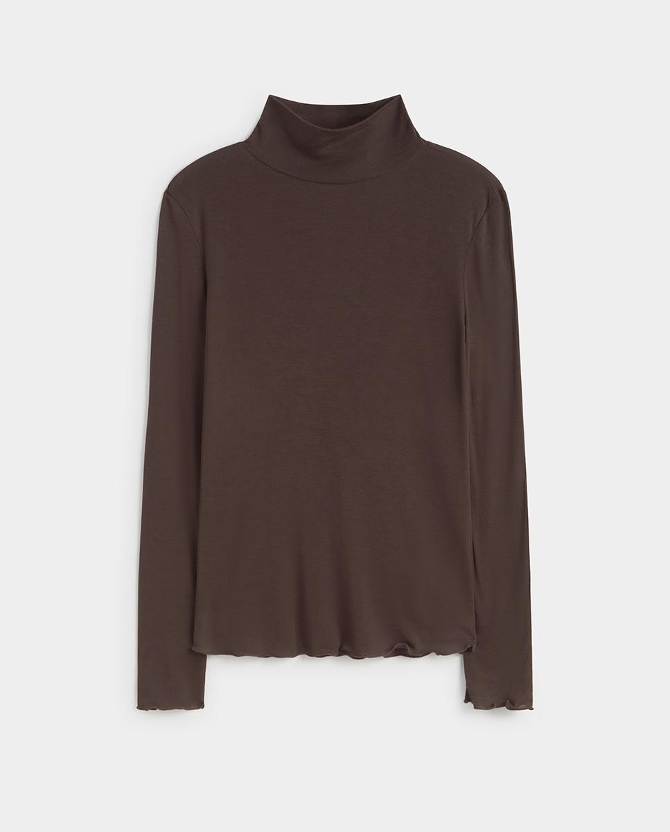 Camiseta de mujer cuello alto - Simorra - Marrón Marrón-6