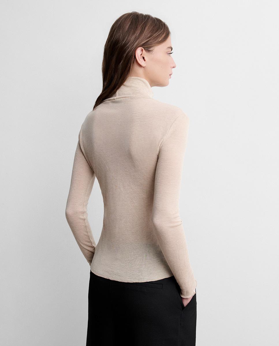 Camiseta de mujer cuello alto - Simorra - Beige Beige-5