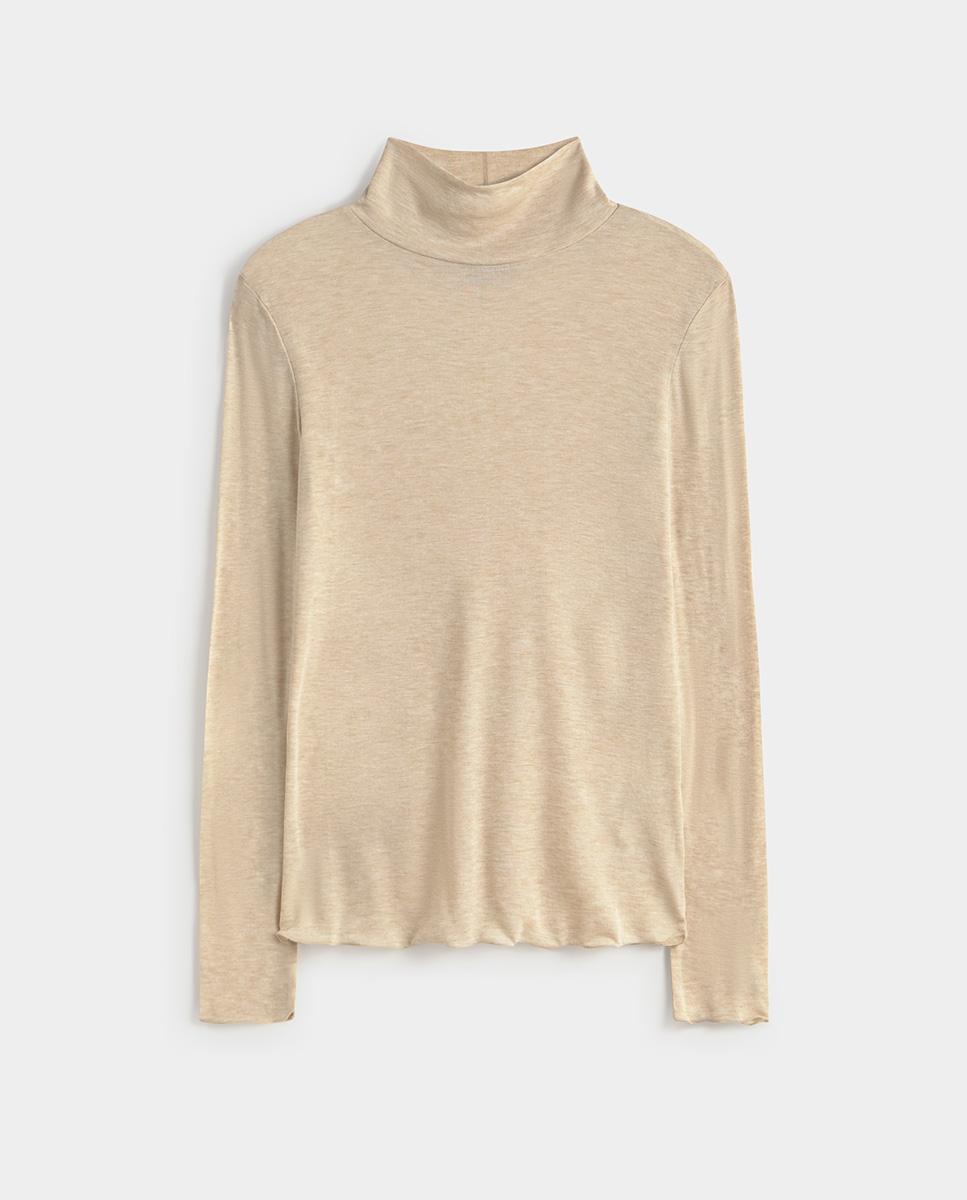 Camiseta de mujer cuello alto - Simorra - Beige Beige-6
