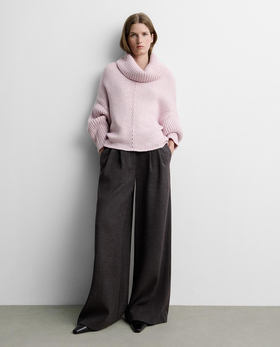 Jersey de mujer cuello vuelto - Simorra - Rosa Rosa-1