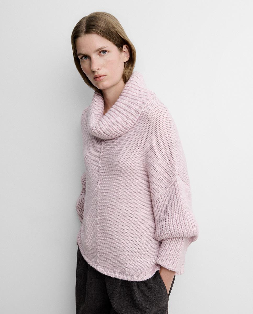 Jersey de mujer cuello vuelto - Simorra - Rosa Rosa-2